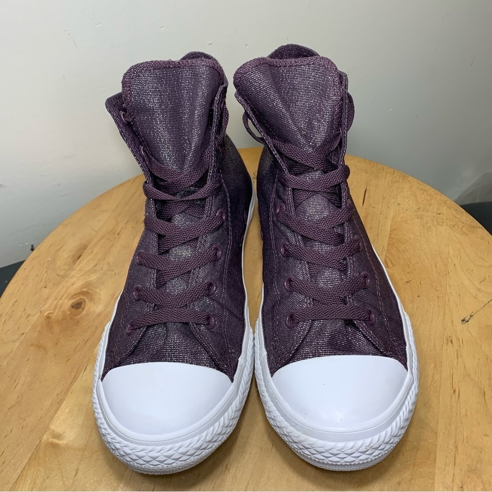 Converse Purple High-Tops Sneaker Silver Sparkles Sz 6 Junior Women 8.5-9 Shoes